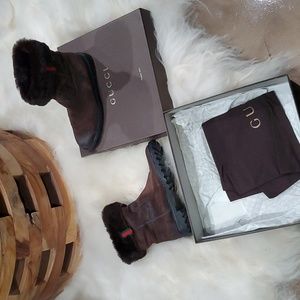 Gucci Distressed Booties, with Fox fur, sz 38,